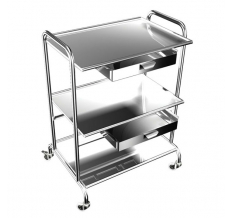 Медицинские столики и тележки СИ 2-01 (3Н-2) 3 полки 2 ящика